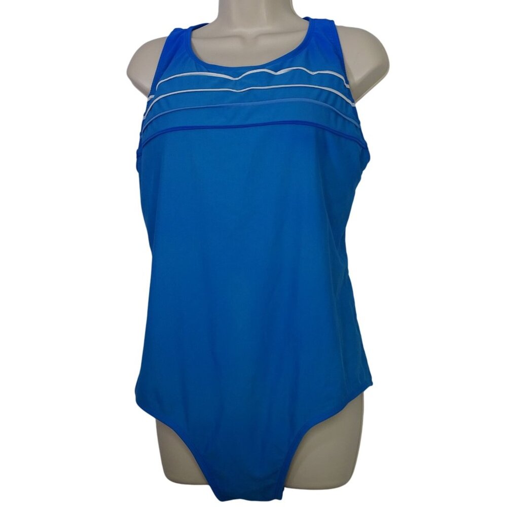 Catalina Blue One Piece Swimsuit Women Size 2X 18W 20W Padded Built-In Bra